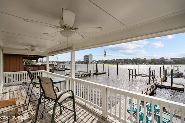 view of dock featuring a water view