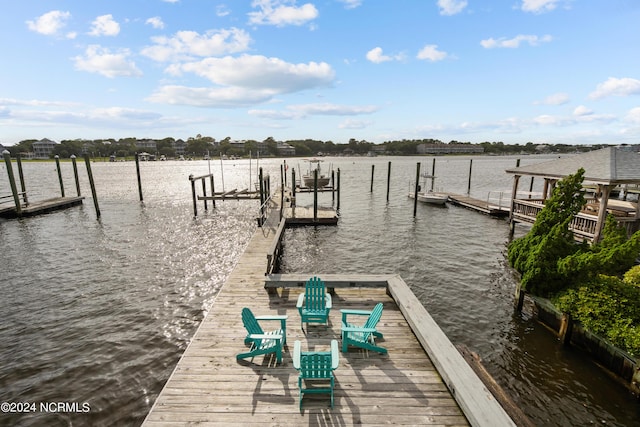 view of dock featuring a water view