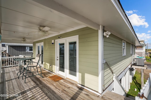 wooden terrace with central AC and ceiling fan