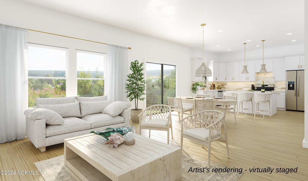 living room featuring light hardwood / wood-style flooring