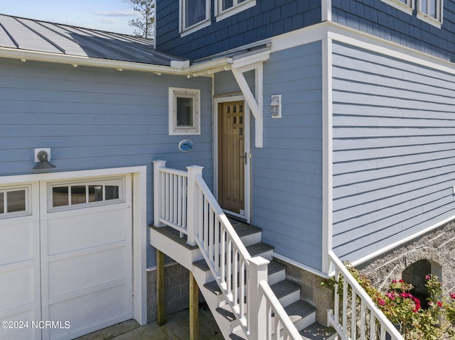 entrance to property with a garage