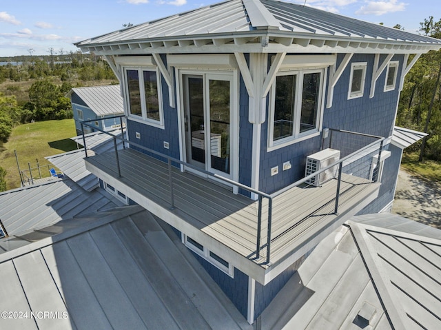 wooden terrace with central air condition unit