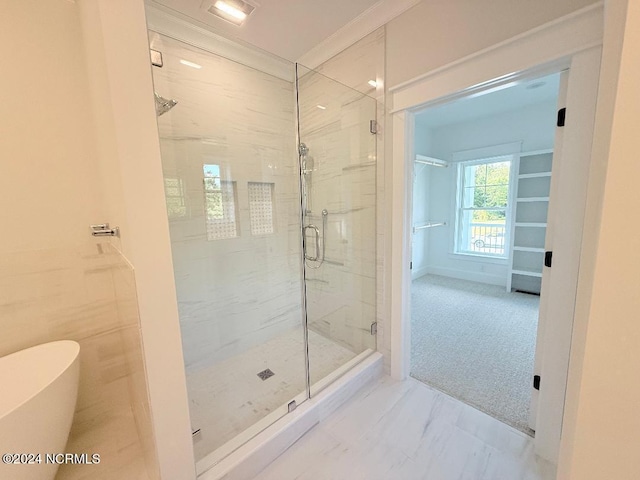 bathroom with plus walk in shower