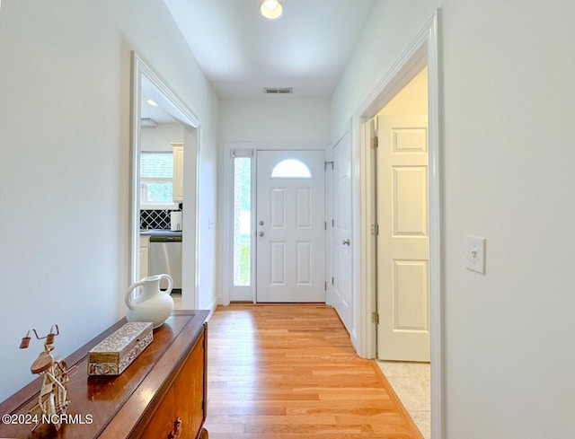 entryway with light wood-type flooring