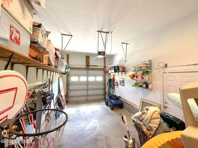 garage with a garage door opener