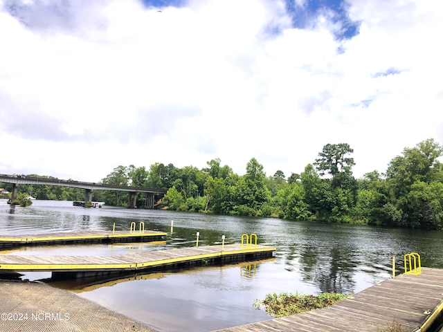 dock area featuring a water view