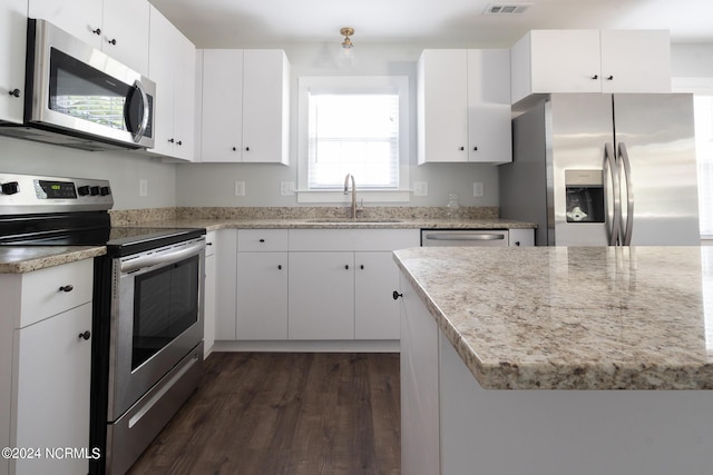 kitchen featuring appliances with stainless steel finishes, sink, and white cabinets