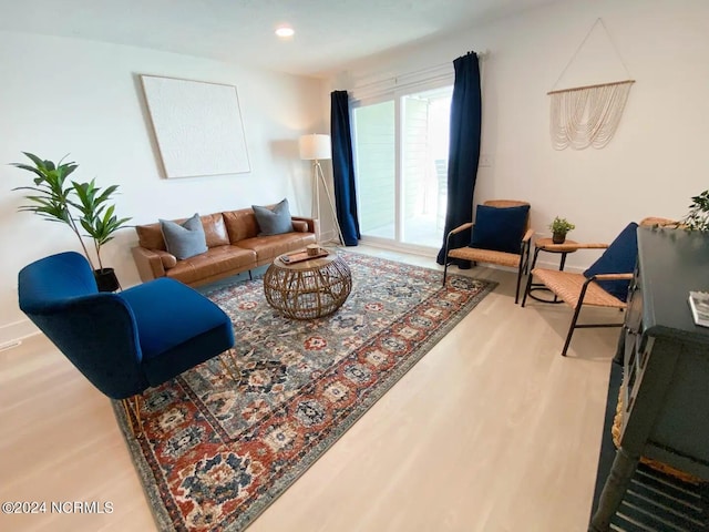 living room with hardwood / wood-style flooring