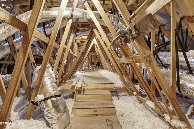 view of unfinished attic