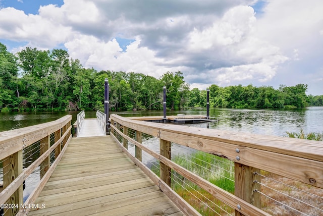 view of dock featuring a water view