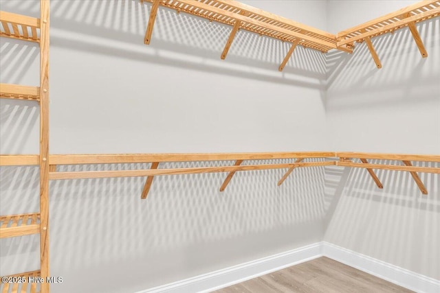 spacious closet with wood finished floors