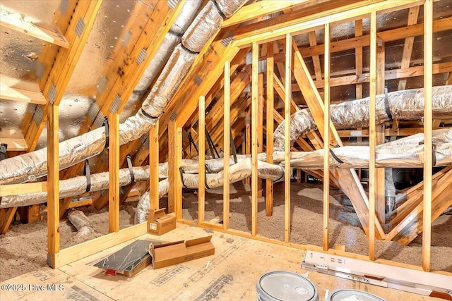 view of unfinished attic