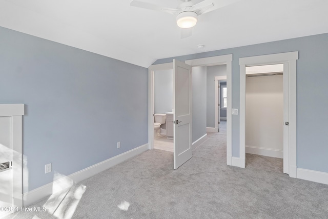 3617 Barnesmore Dr, Castle Hayne, NC 28429 - unfurnished bedroom featuring carpet flooring, baseboards, lofted ceiling, and ceiling fan