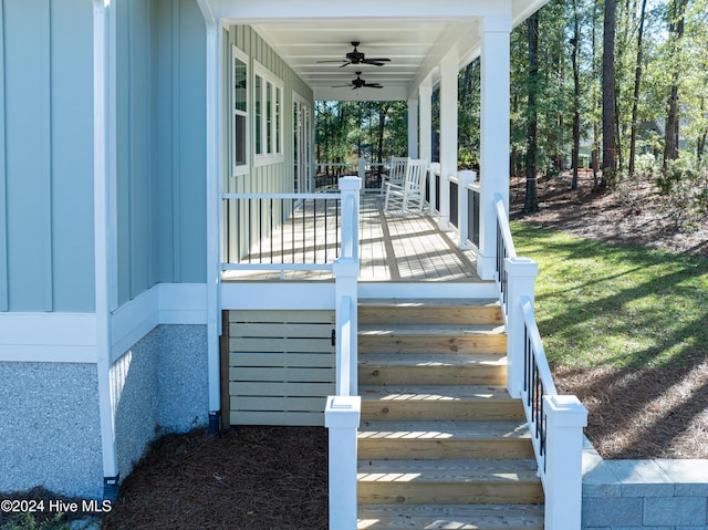 3617 Barnesmore Dr, Castle Hayne, NC 28429 - deck featuring ceiling fan