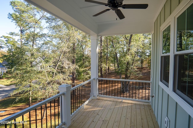 3617 Barnesmore Dr, Castle Hayne, NC 28429 - wooden deck with a ceiling fan