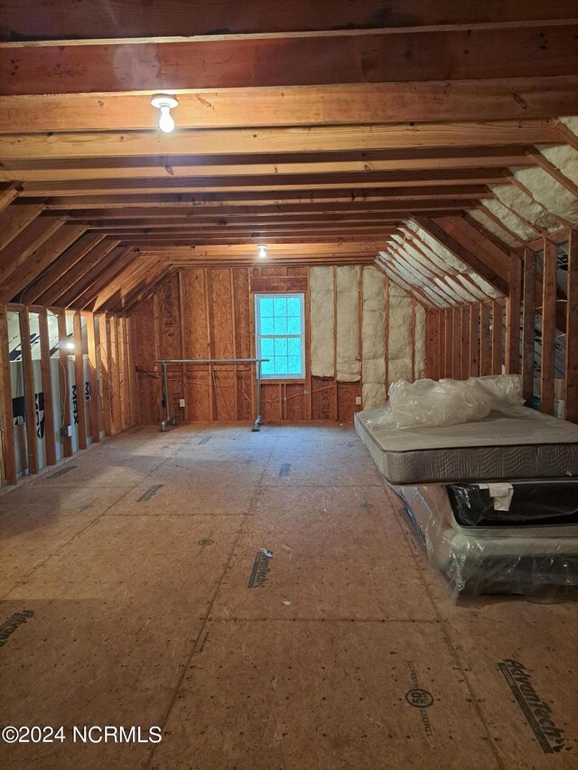 view of unfinished attic