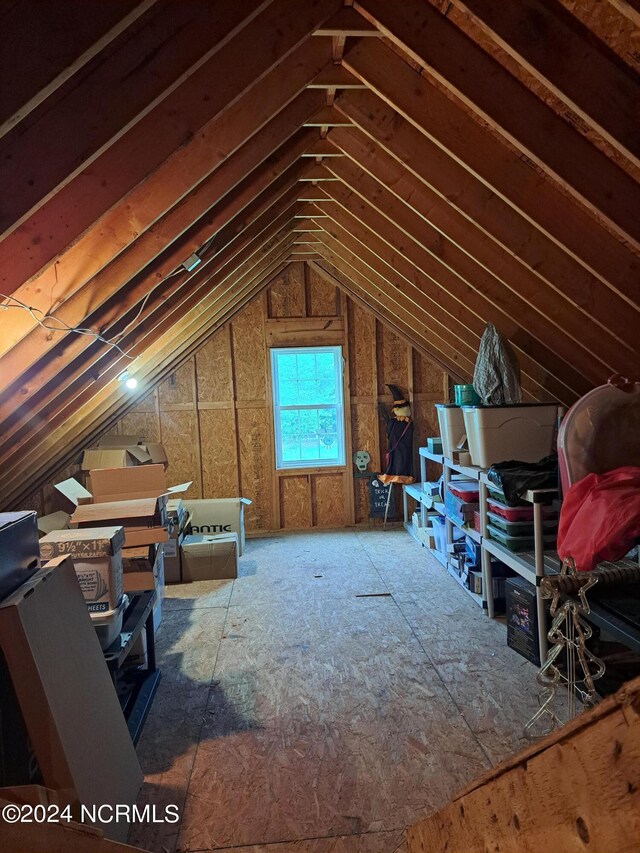 view of unfinished attic