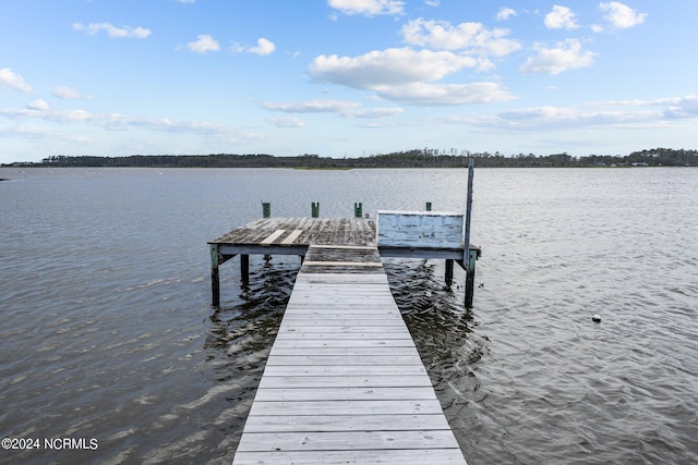 dock area featuring a water view