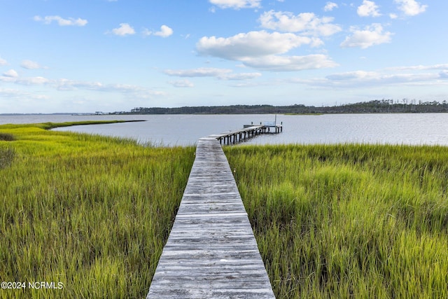 view of dock featuring a water view