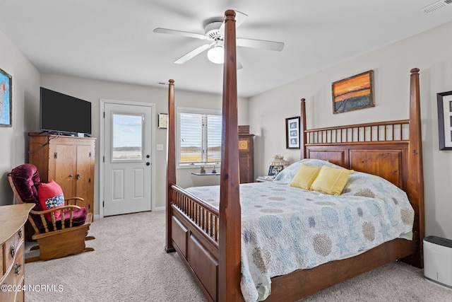 221 Lawrence Rd, Beaufort, NC 28516 - bedroom with light colored carpet and ceiling fan