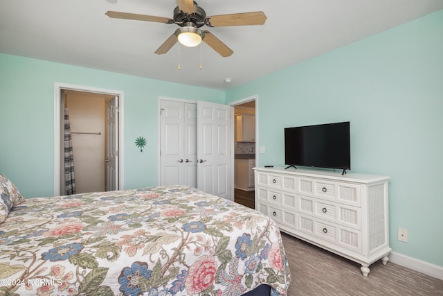 bedroom featuring ceiling fan