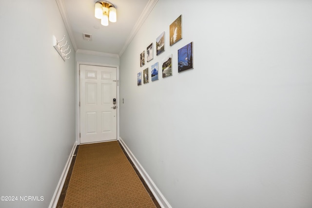 hall featuring crown molding