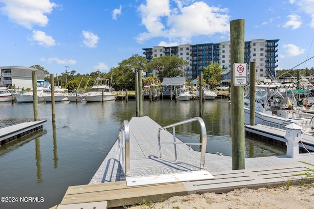 dock area featuring a water view