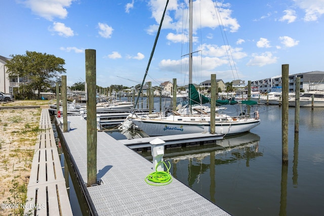 view of dock featuring a water view