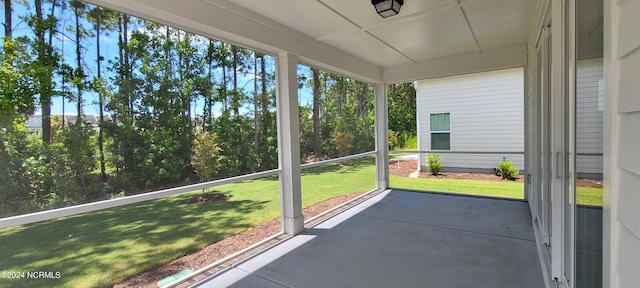 view of unfurnished sunroom