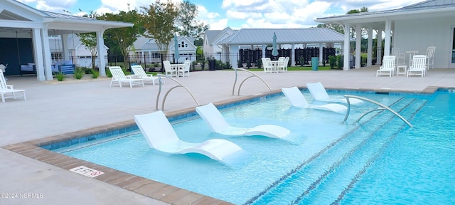 view of pool featuring a patio