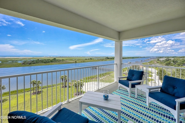 balcony with a water view