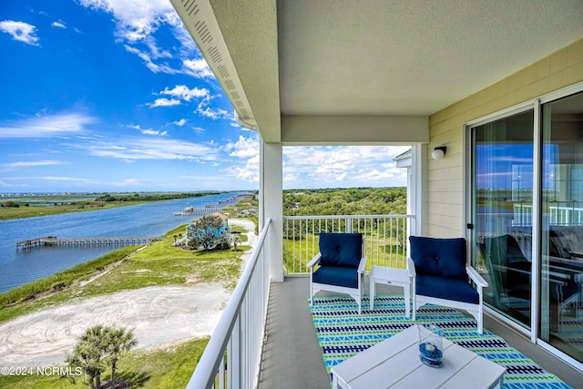 balcony with a water view