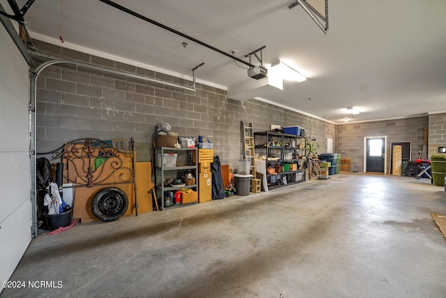 garage with a garage door opener