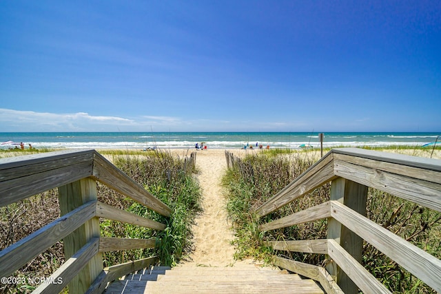 property view of water with a beach view