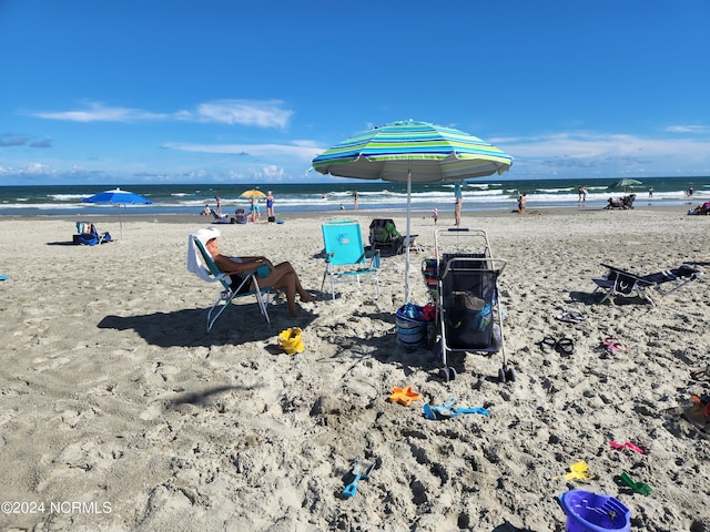 property view of water featuring a view of the beach