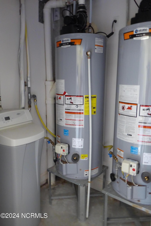 utility room with gas water heater