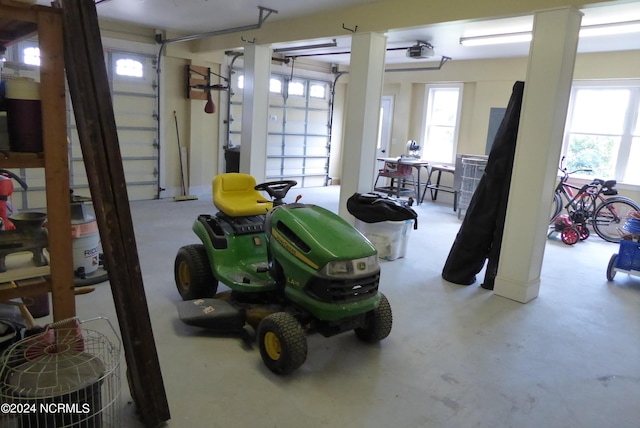 garage with a garage door opener