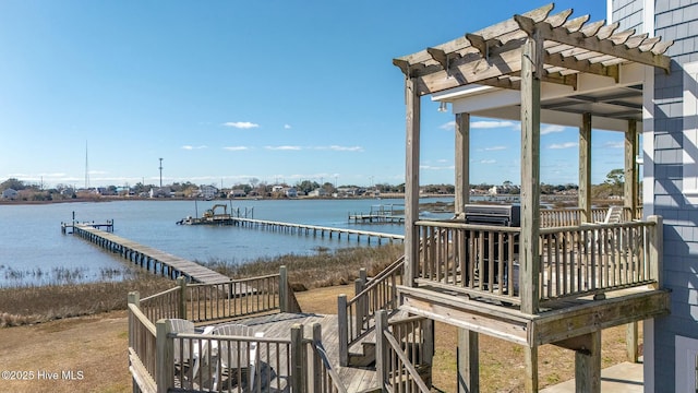 dock area featuring a water view