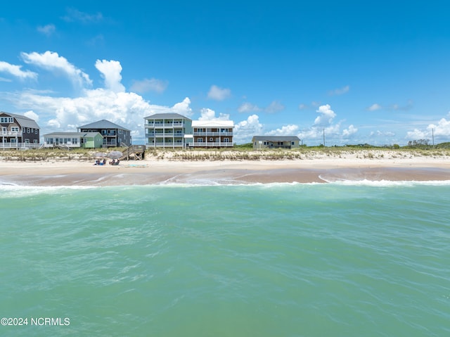 view of water feature featuring a beach view