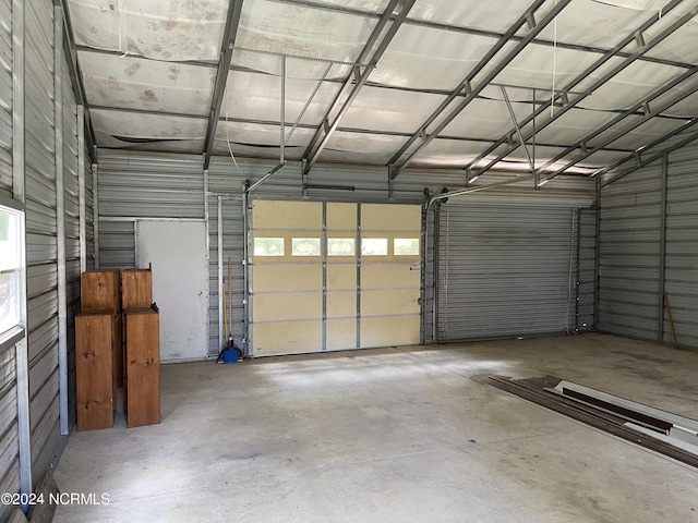 garage with metal wall