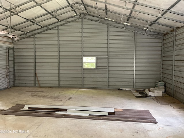 garage featuring metal wall