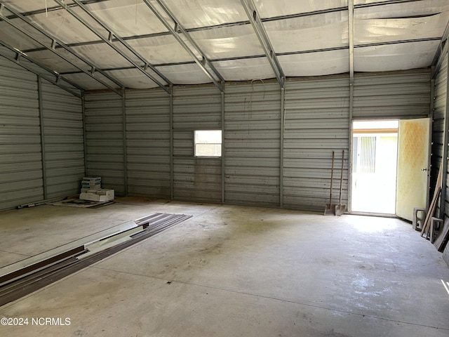 garage featuring metal wall