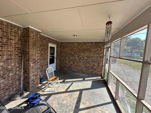 view of unfurnished sunroom