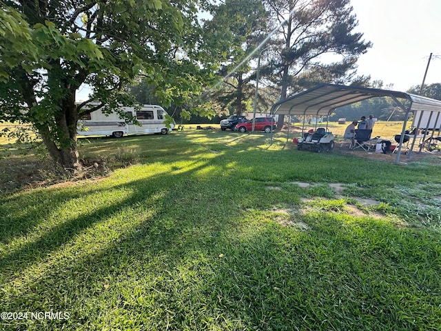 view of yard featuring a carport