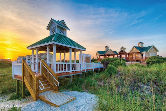 view of dock featuring a gazebo