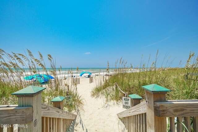 view of water feature featuring a beach view