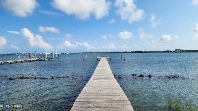 view of dock featuring a water view