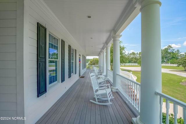 deck with a porch