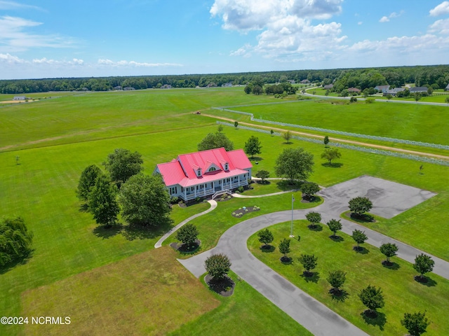 birds eye view of property featuring a rural view