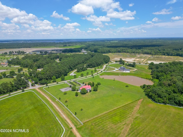 birds eye view of property featuring a rural view